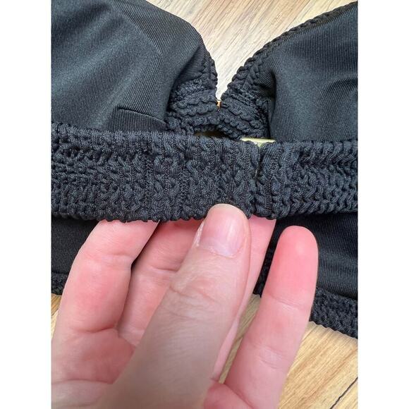 NWT J.Crew Black Scrunchie Heritage Bikini Top O Ring Bandeau Women's 2X Sexy - Picture 9 of 12
